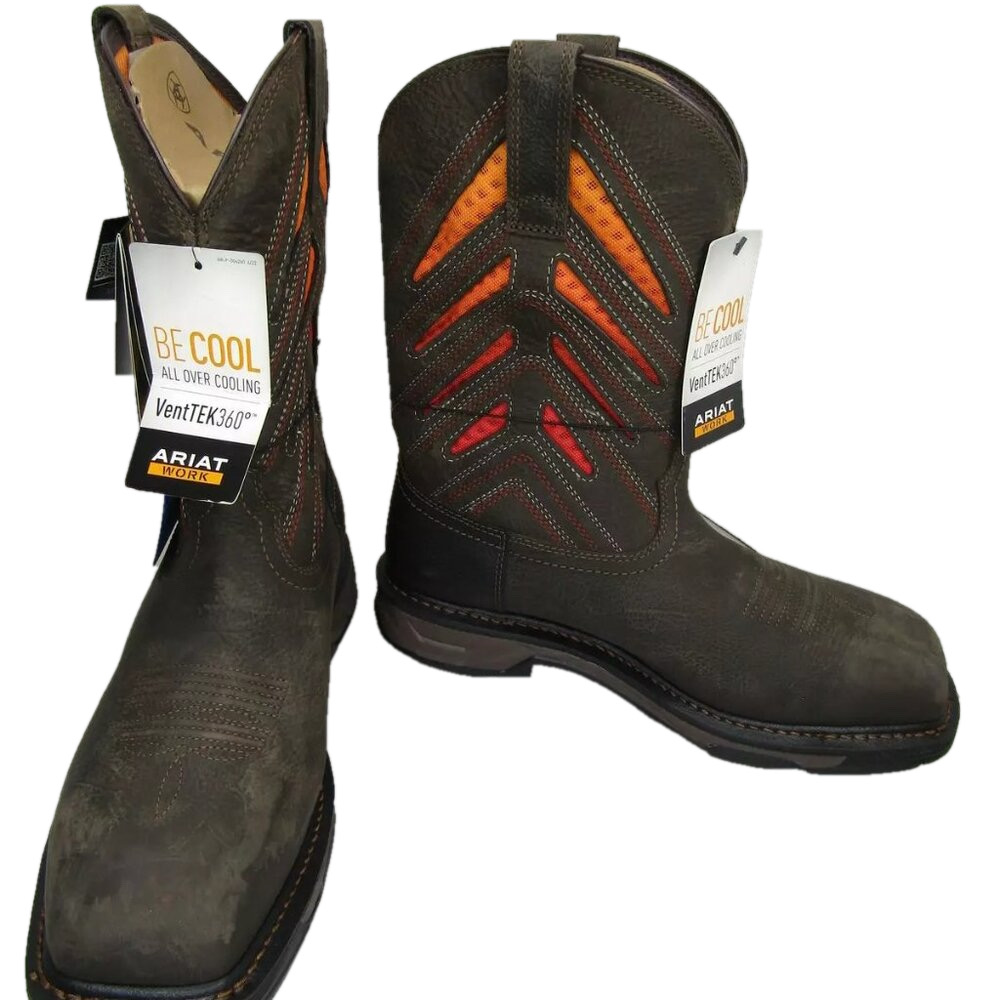 Ariat Men's Cowboy Boots - Brown with Orange and Red Accents